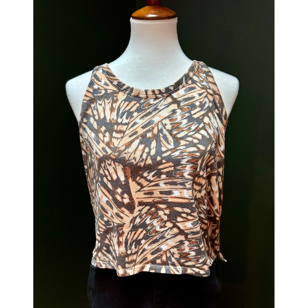 JOYSPUN Brown Butterfly Wing Print Sleeveless Top Women's M